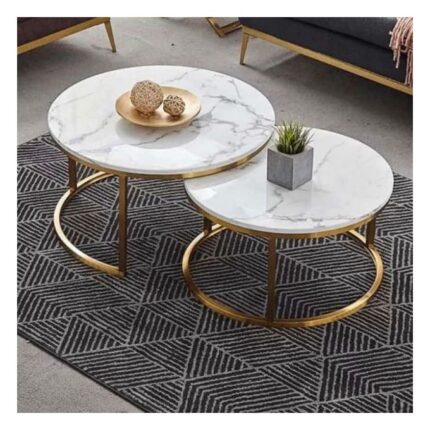 Two In One Marble Designed Table - White